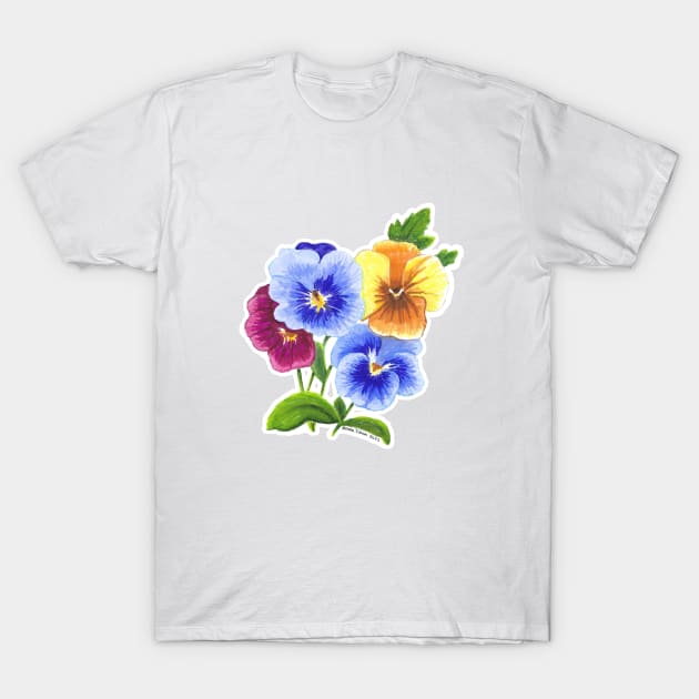 Pansy Flowers T-Shirt by ReneeDixonArt